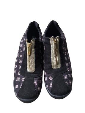 Bradford Exchange Black Slip-On Sneakers with Gold Zip Detail